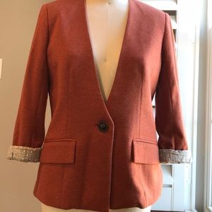 Anthropologie brick colored knit blazer S